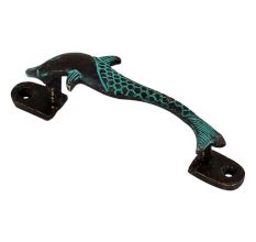 Brass Fish Door Handles With Blue Finish