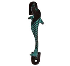 Brass Fish Door Handles With Blue Finish