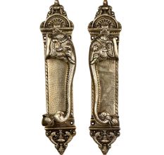 Majestic Brass Door Handle With Elephant Head And Engraved Design