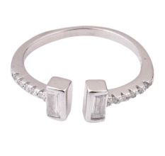 92.5 Sterling Silver Toe Ring Adjustable Studded With American Diamond (Pair)