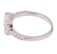 92.5 Sterling Silver Toe Ring Adjustable Studded With American Diamond (Pair)