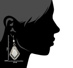 Diamond Shaped 92.5 Sterling Silver Earrings With Decorative Border