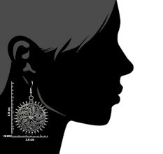 Sun Shape 92.5 Sterling Silver earrings Engraved Traditional Design Dangle Earrings