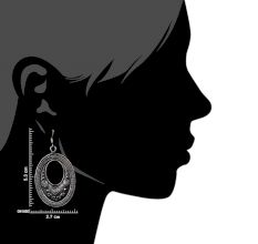 Tribal Oval 92.5 Sterling Silver Earrings Cut Design