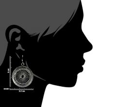 92.5 Sterling Silver Earrings With Wheel Filigree Round Dangler Earrings
