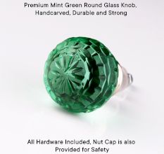 Mint Green Round Patterned Glass Knob