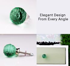 Mint Green Round Patterned Glass Knob