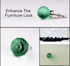 Mint Green Round Patterned Glass Knob