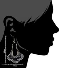 Tribal Petal Design 9.5 Sterling Silver Earrings  Embossed Danglers