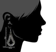 92.5Sterling Silver earrings Elongated Embossed Dotted Design Drop Danglers