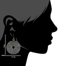Round 92.5 Sterling silver Disc Earrings  Ornate Design Danglers