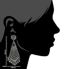 92.5 Sterling Silver Earrings Triangle Embossed with Silver Beads Hangings