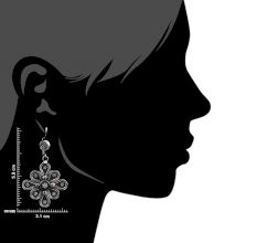 Eight Petals 92.5 Sterling silver Earrings Floral Embossed Danglers For Women