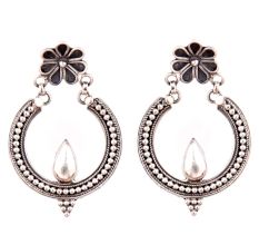 92.5 Sterling Siler earrings Chandbal With Diya And Floral Stud Danglers For Girls