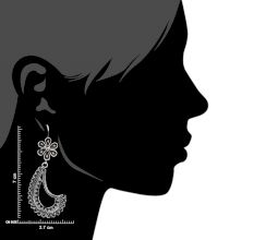 Oxidized 92.5 Sterling Silver Earrings Tribal Cut Engraved bands Dangler For Women