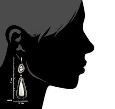 Long Tear Drop 92.5 Sterling Silver Earrings  With Tribal Engraved Pearl Shape Stud