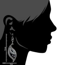 Inverted Leaf 92.5 Sterling Silver Earrings Oxidized Embossed Dots Design