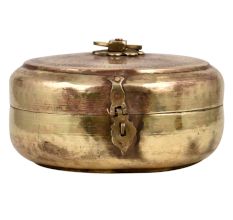 Traditional Round Tiffin Box Diamond leafy Design Engraved Lid And Latch