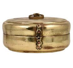 Traditional Motifs Engraved Round brass Tiffin Box With Latch