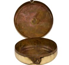 Traditional Motifs Engraved Round brass Tiffin Box With Latch
