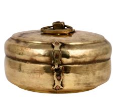 Golden Tribal Round Brass Tiffin Box For Home Decoration