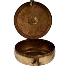 Golden Tribal Round Brass Tiffin Box For Home Decoration