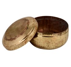 Hand Hammered Brass Round Tiffin Box