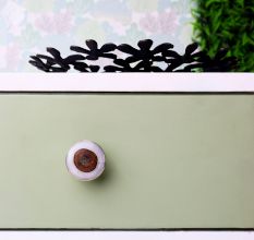 Round Grey Resin And Wood Cabinet knob