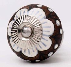 Antique White Floral Round Ceramic Cabinet Knobs