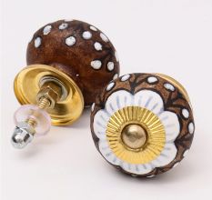 Antique White Floral Round Ceramic Cabinet Knobs