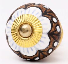 Antique White Floral Round Ceramic Cabinet Knobs