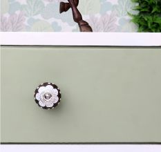 Antique White Floral Round Ceramic Cabinet Knobs