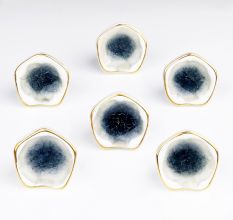 Grey Ceramic Dresser Knob in Silver Fitting