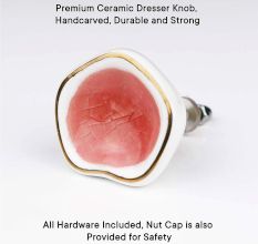 Pink Ceramic Dresser Knob in Silver Fitting
