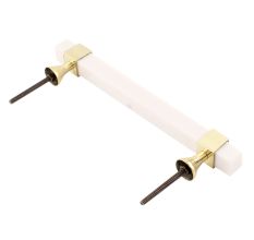 White Resin And Brass Door Handles (8 Inch)