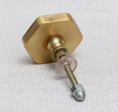 White Hexagon Stone Cabinet Brass Knobs 