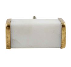 White Rectangle Stone Gold Cabinet Knobs
