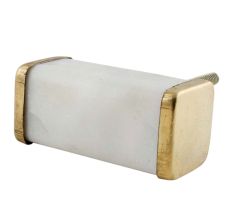 White Rectangle Stone Gold Cabinet Knobs