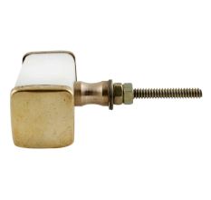 White Rectangle Stone Gold Cabinet Knobs