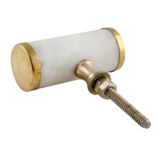 White Round Stone Gold Cabinet Knobs