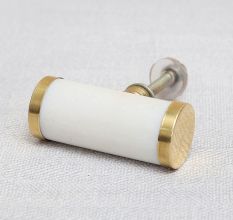 White Round Stone Gold Cabinet Knobs