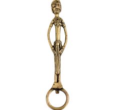 Brass Bottle Opener Standing Tribal Man Round Opener