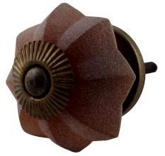 Dark Amber Frosted Melon Glass Dresser Knobs