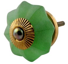Green Frosted Melon Glass Drawer Knobs
