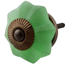 Green Frosted Melon Glass Drawer Knobs