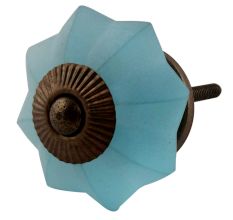 Turquoise Frosted Melon Glass Cabinet Knobs
