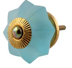 Turquoise Frosted Melon Glass Cabinet Knobs