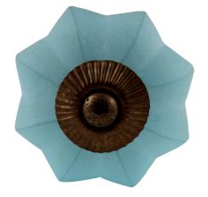 Turquoise Frosted Melon Glass Cabinet Knobs