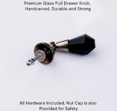Black Octagon Teardrop Glass Pull Cabinet Knob