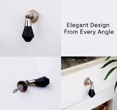 Black Octagon Teardrop Glass Pull Cabinet Knob